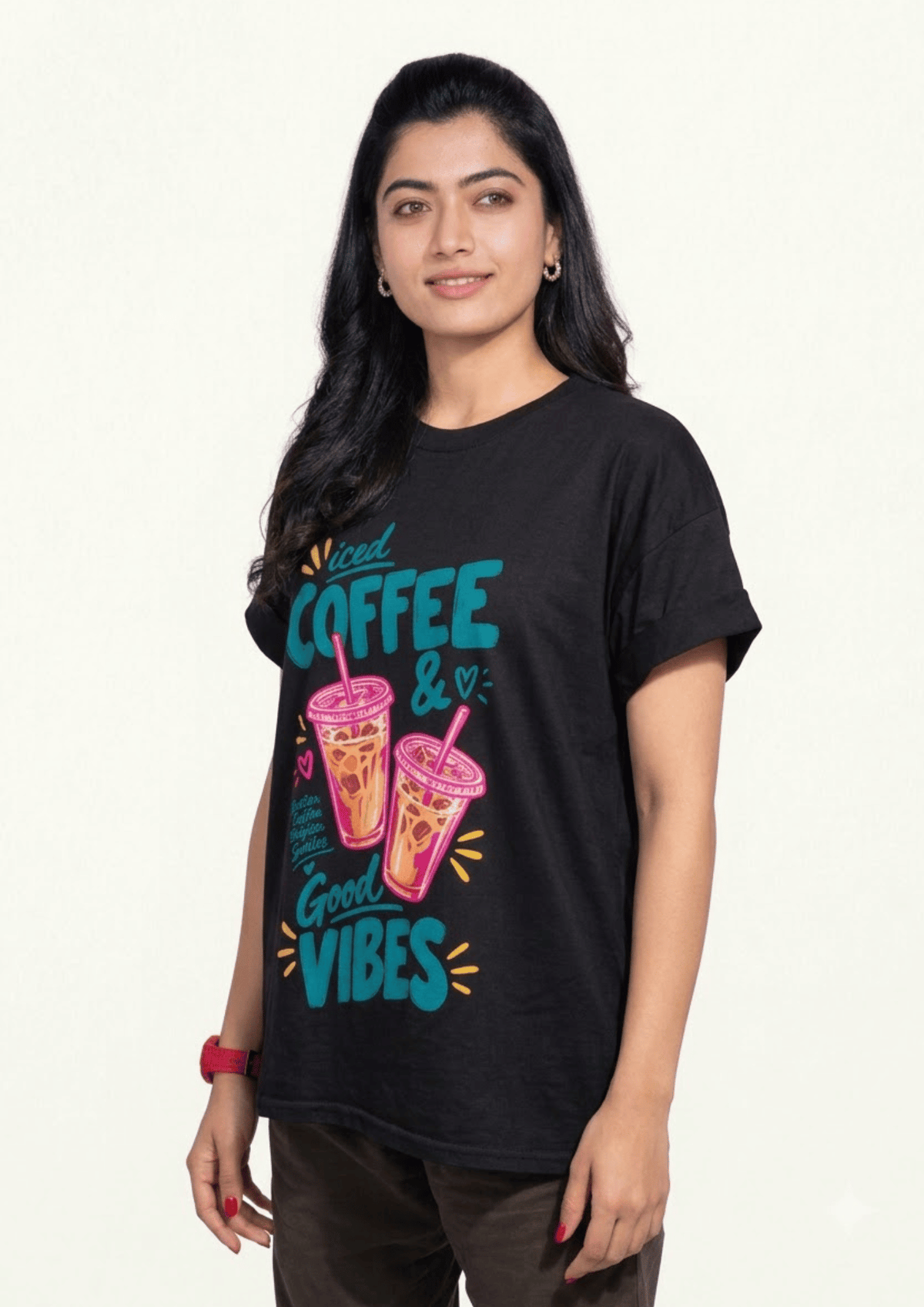 Iced Coffee Good Vibes T-Shirt for Women | Trendy Coffee Graphic Tee