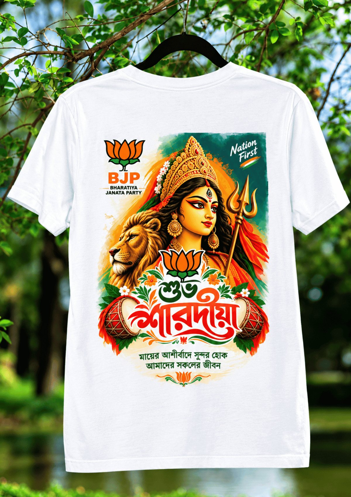 🇮🇳 BJP Party T-Shirt – Maa Durga & Lotus Design