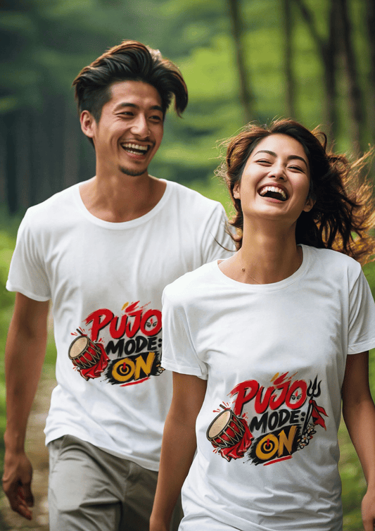 Pūjo Mode On Unisex T-Shirt | Festive & Celebration Graphic Tee