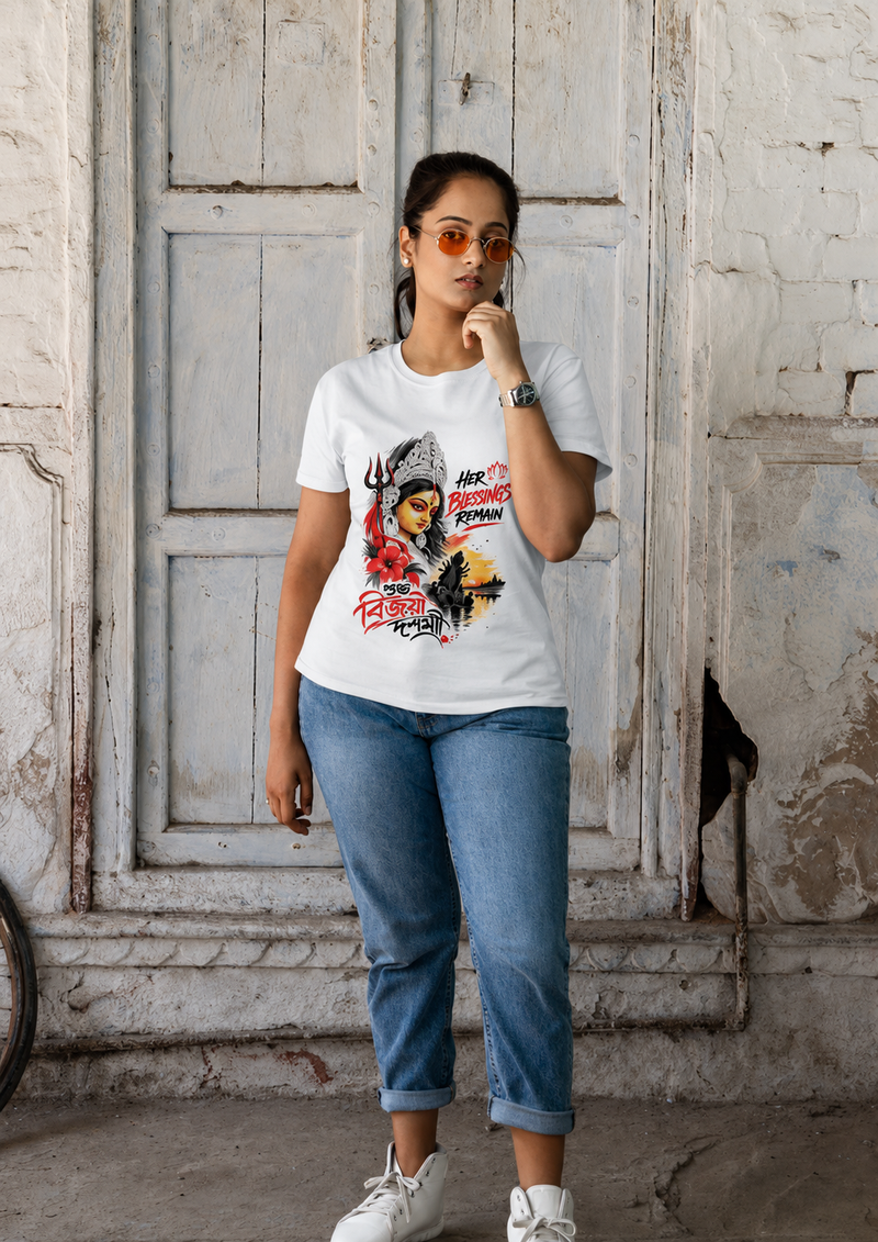 Her Blessings Remain Maa Durga Bijoya Dashami Women’s T-Shirt