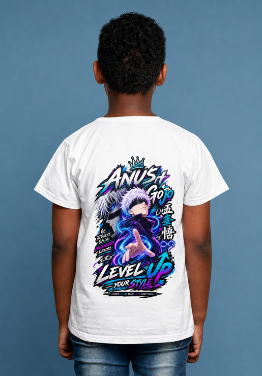 Level Up Gojo Anime Graphic Oversized T-Shirt – Streetwear Style